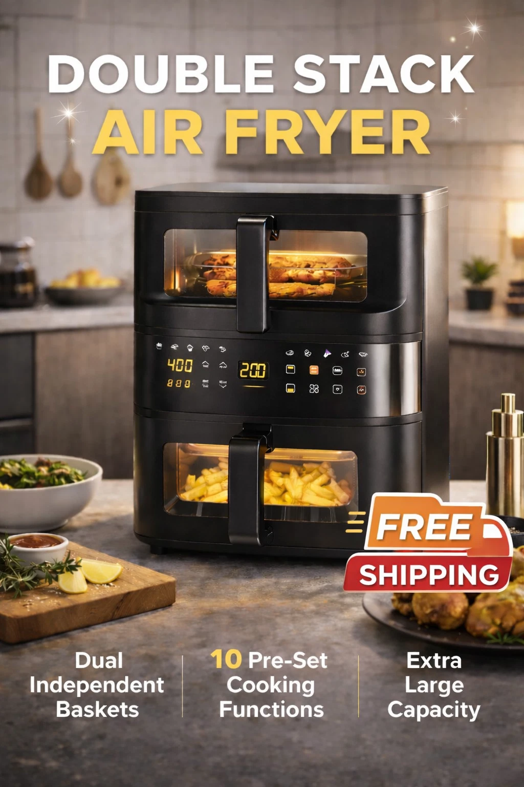 2-Tier Digital Air Fryer Dual Zone Heating Visual Window Space Saving Oil Free
Opens in a new window