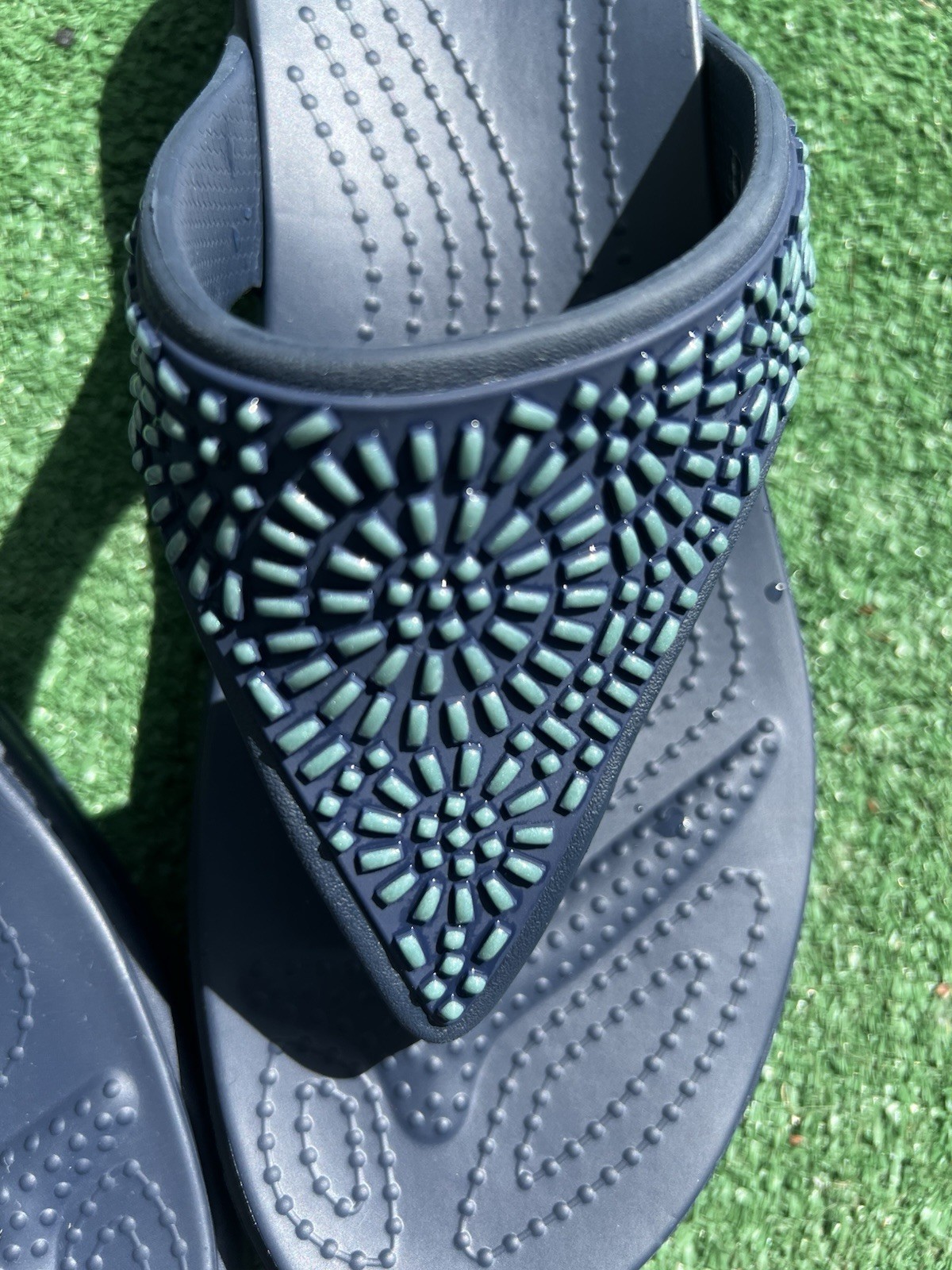 Crocs Monterey Diamante Womens Size 11 Blue Platform Wedge Sandals