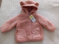 Baby Girls Pink Teddy Fleece jacket/coat in size 3-6 months BNWTS 