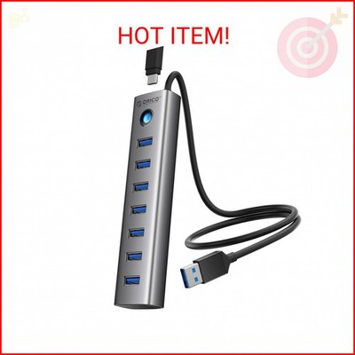 ORICO 7-Port USB 3.0 Hub, Aluminum USB Multiple Adapter, 5Gbps USB Extender USB