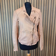 Muubaa Leather Jacket Biker Womens UK 10 Nude Beige Fitted
