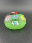 Vintage Murano Art Glass Millefiori Flowers Paperweight