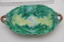 Majolica Platter Plate Tray Antique Fern Foliage