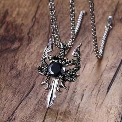 Gothic Black Obsidian Pendant & 18'' Necklace