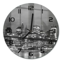 Glasuhr Designuhr Wanduhr Aus Glas Manhattan New York Schwarze Zeiger Fi30 Cm