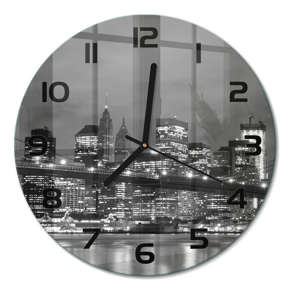 Glasuhr Designuhr Wanduhr Aus Glas Manhattan New York Schwarze Zeiger Fi30 Cm-image
