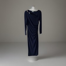 Ralph Lauren Women  s Midnite Blue Long Gown W/Silver Shoulder Embellishment 10