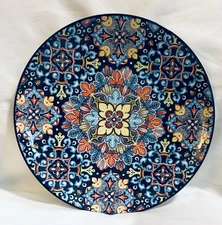 NEW VANCASSO Porcelain Bohemian 10.5" Dinner Plate Multi Color Geometric HEAVY