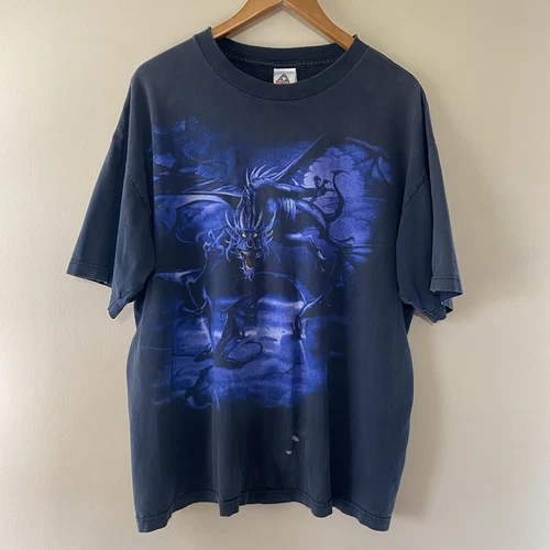 Vintage Dragon T Shirt- Men’s Size XL- Liquid Blue 2002 Medieval Gothic