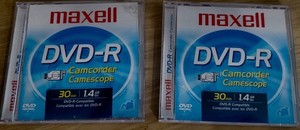 Maxell DVD-R Camcorder Video Disc 30 Minutes 1.4 GB Mini DVD Blank Sealed 2 LOT