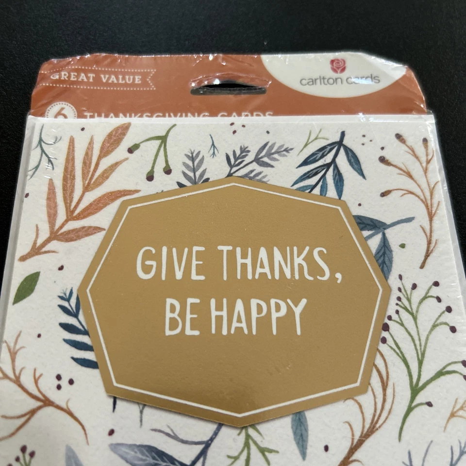 Pack Of 6 Thanksgiving Cards  Give Thanks Brand New Carlton Cards Great Value! - Image 2 of 4