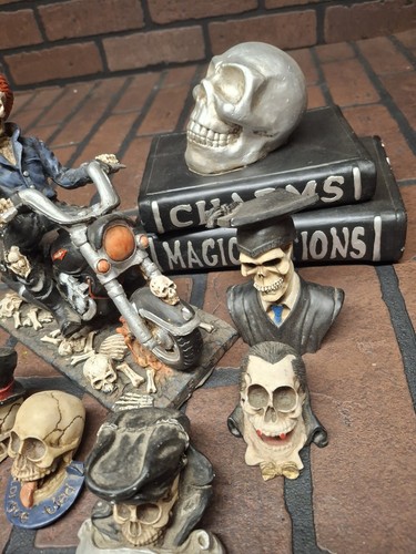 Skull skeleton Biker resin Collectible Shelf Filler Lot - Picture 3 of 5