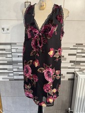 Nasty Gal Women Dress Size 10 Black Floral Deyore Lace Trim Tie Front Dress BNWT