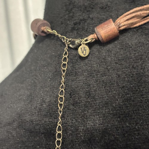 Vintage VJ Bronze Filigree Locket Pendant Necklace Multi-Strand Cord Boho - Picture 5 of 10
