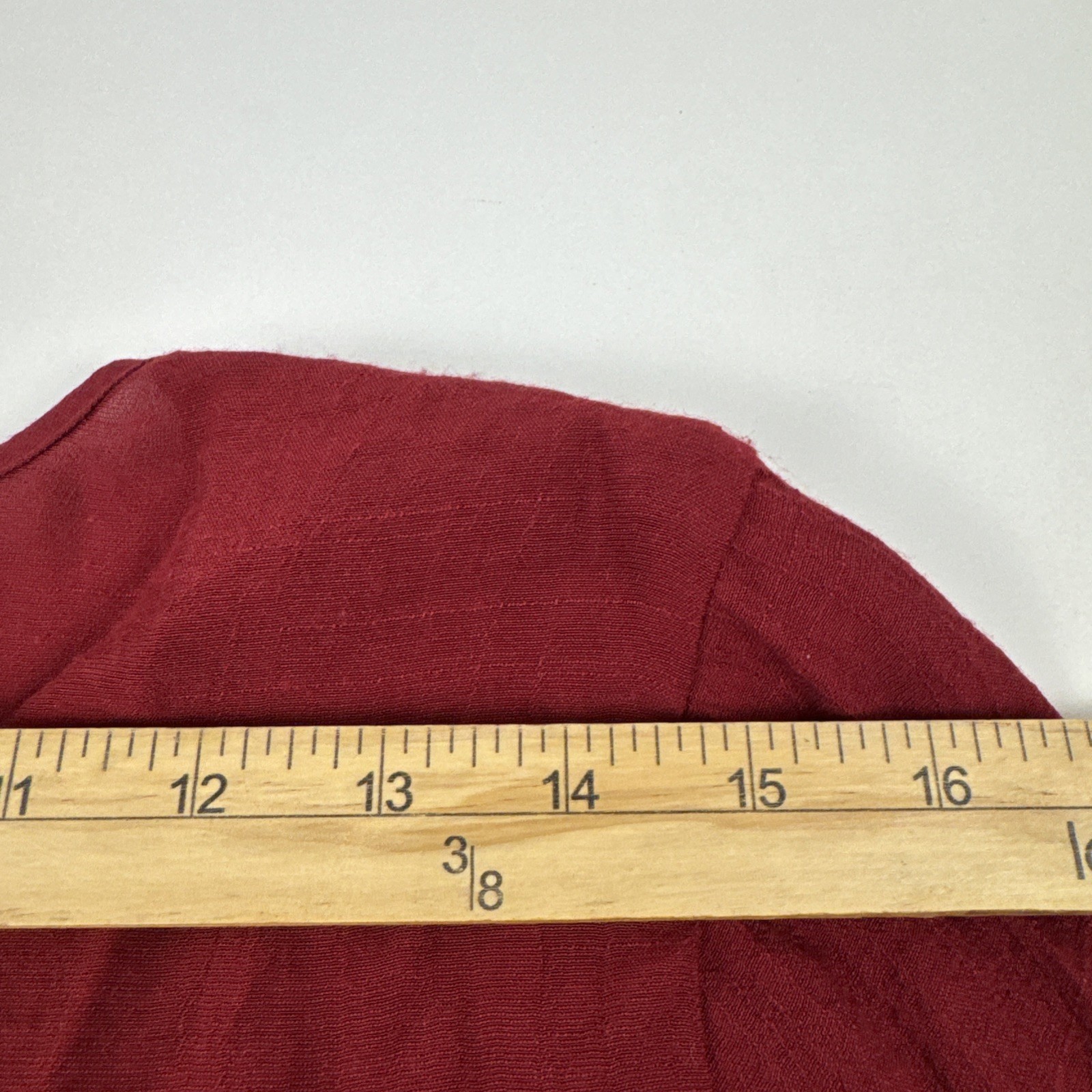 Notations Blouse Women's Medium Burgundy Roll Tab Sleeves Pockets Semi Sheer