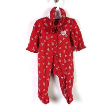 Little Me Baby 3M Christmas Footed Sleeper Red Holiday Pajamas  Headband Set