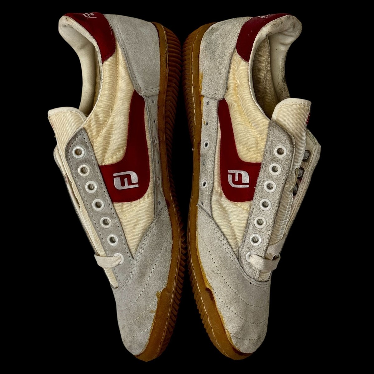 NOS Vtg Foot-Joy Court Sneakers 70 80s Red White Gum Sole Tennis