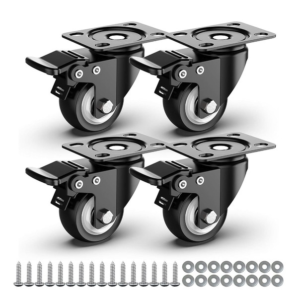 Holkie 4Er Set 50Mm MöBelrollen Mit Bremsen?250Kg GesamtkapazitäT | S-image