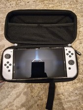 MINT Nintendo Switch OLED Console White JoyCons and Case + SD card