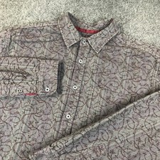 VTG Territory Ahead Men's Button Down Shirt Grey Burgundy Swirl Embroidered XL