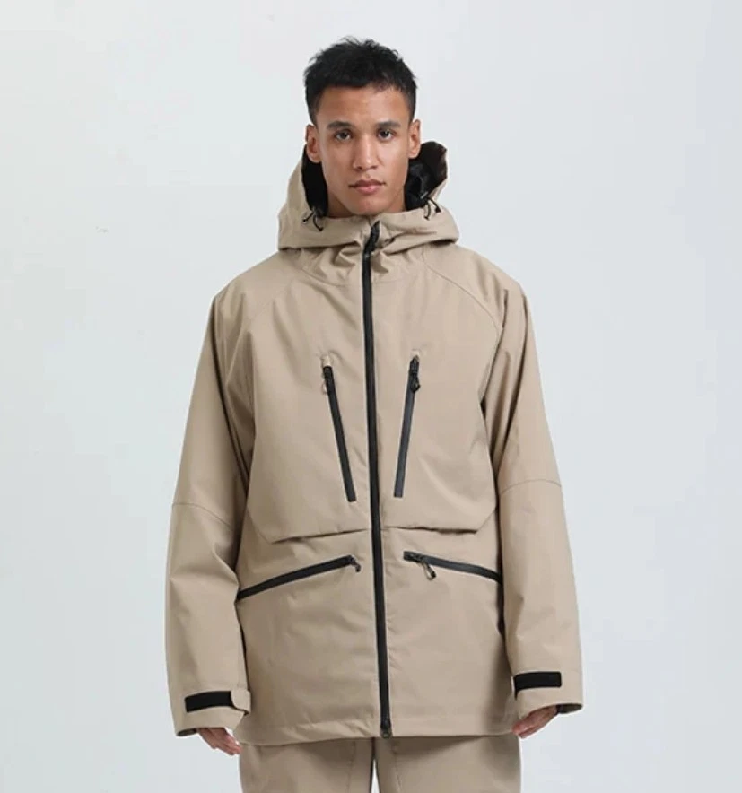 GSOU SNOW Men's Camel Multifunctional Waterproof Insulated Snow Jacket XXL