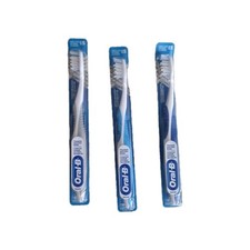 Sealed Lot Of 3 White- Grey, Blue, and Navy Oral B Toothbrushes Extra Soft Feel