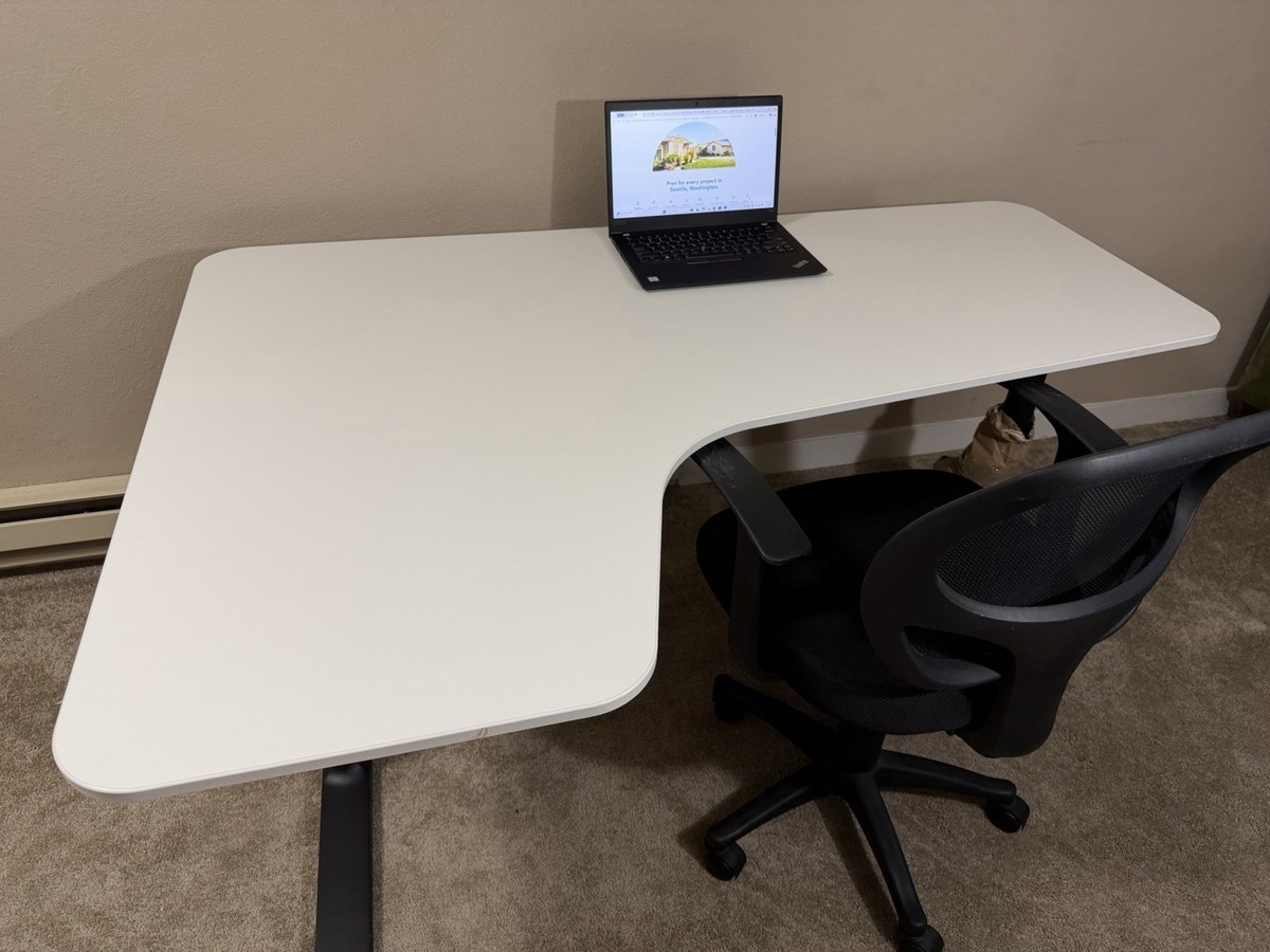 IKEA Bekant Adjustable Height Corner Desk White/Black 160x110 cm