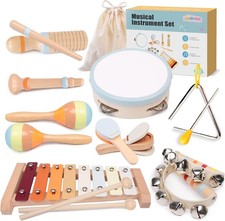 Baby Musical Instruments Set - Montessori Wooden 18 Month Old Musical...