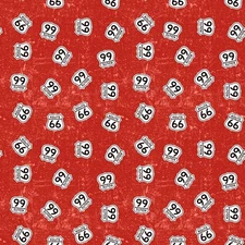 Riley Blake - Route 66 - Signs - Rust, Fabric by the Yard
