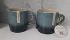 2 x BRANDANI Italy Deep Green Ombre Stoneware Mugs Capacity 350ml New