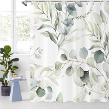 Eucalyptus Leaf Shower Curtain Sage Green Watercolor Botanical Plant Design