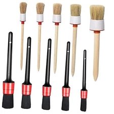10PCS DUALSHINE Car Auto Detailing Brush Set, Auto Detailing Brushes Bronze