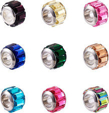 100pcs Crystal Faceted Glass European Beads Large Hole Rondelle Column Slide Cha