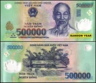 Vietnamese Currency 500000 Vietnam Dong, Random Year, UNC, Polymer