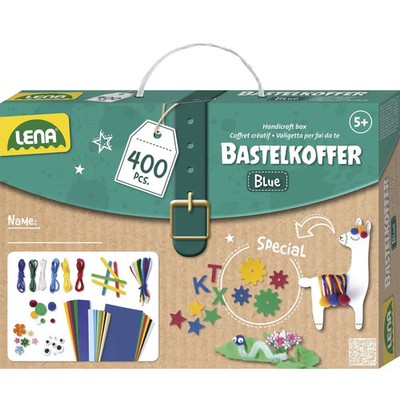 Bastelkoffer, blau, Faltschachtel