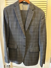Banana Republic Tailored Fit Blue Check Summer 38R Suit Jacket  31x32 Pants