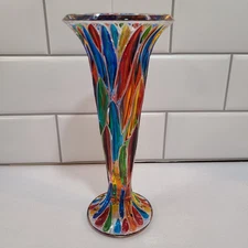 Vintage Due Zeta Venezia Murano Reversible Rainbow Vase Candle Holder Italy