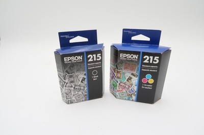 2-NEW-OEM-EPSON 215- Tri Color & Black Ink Cartridges-WF100- Exp. 2024/2026 