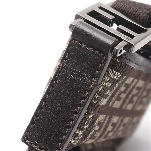 Fendi Zucchino Shoulder Bag Canvas Leather Brown Women Used Authentic thumbnail 6