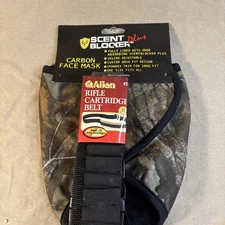 Two Piece Hunting Set. Scent Blocker Carbon Face Mask And  Rifle Cartridge Belt.