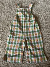 Vintage Baby Woolworth Plaid Overalls 12 Months Orange Green Yellow