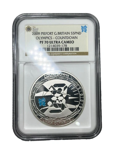 Great Britain 2009 Silver 5 Pounds Piefort NGC PF70 UC Olympics - Countdown