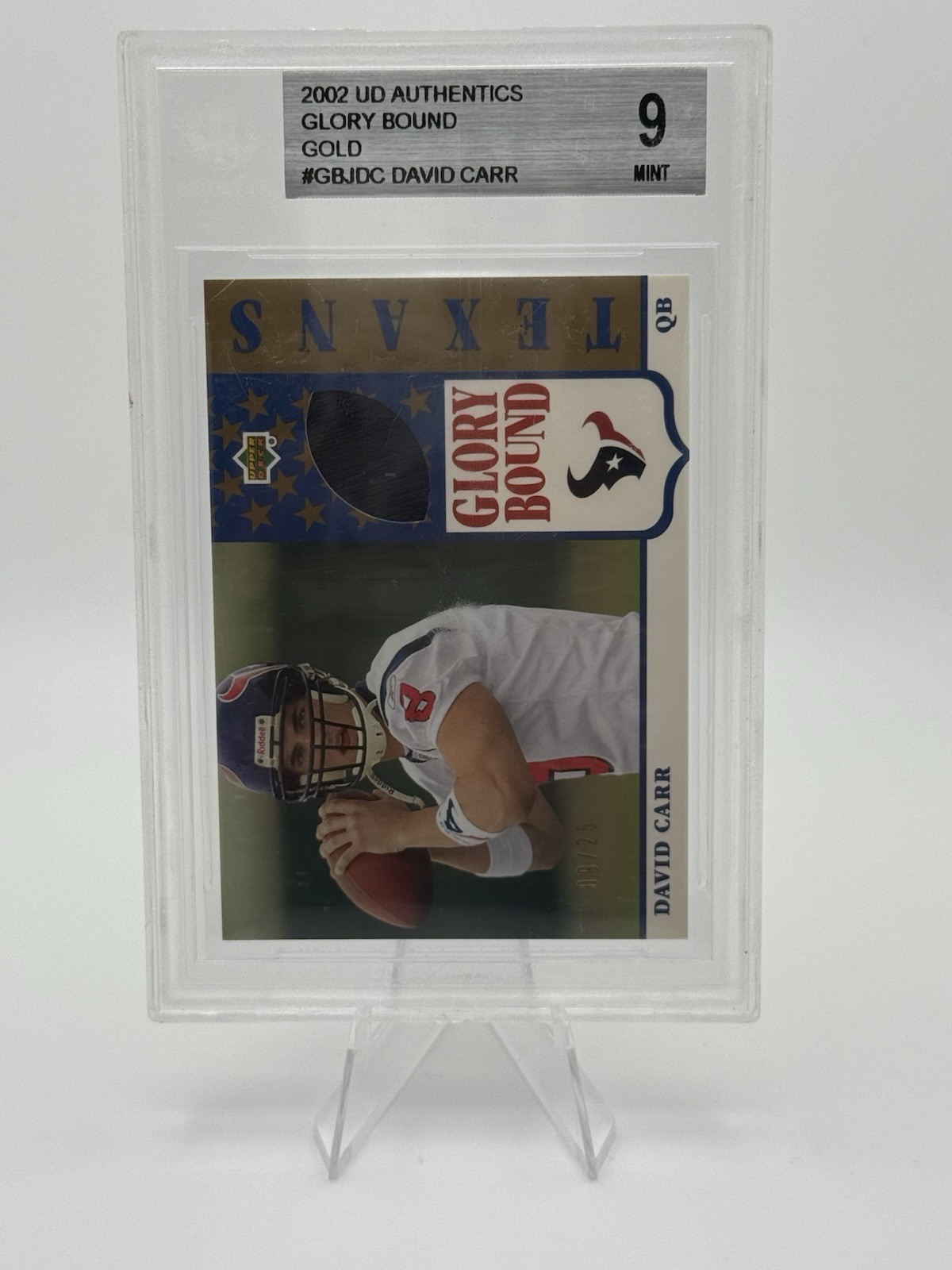 David Carr UD Authentics Glory Bound Jersey #GBJDC Glory Bound Jersey-Gold