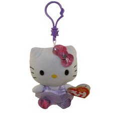 TY Beanie Baby - HELLO KITTY (PURPLE BALLERINA) ( Key Clip ) *Claire's Exclusive
