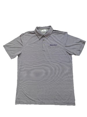 Adi Pure Adidas Polo Shirt Mens M Purple White Stripe Casual Golf Taylor Made