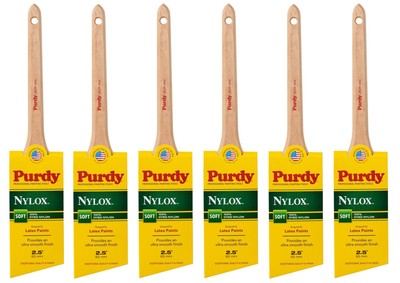 Genuine Purdy 6 Pack Nylox Dale Angular 2-1/2'' Paint Brushes 144080225-6PK