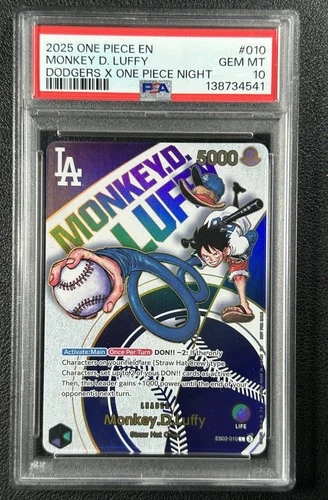 MONKEY D. LUFFY PSA 10 2025 ONE PIECE ANIME EN #EB02-010 DODGERS PROMO NIGHT
