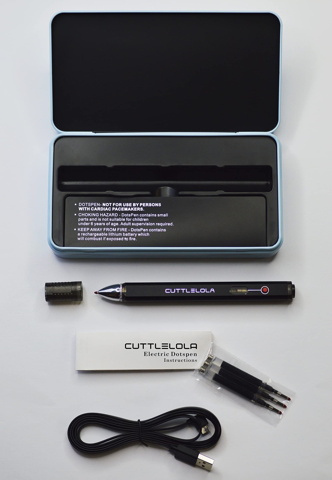 CUTTLELOLA Electric Dotspen II - the Black Knight, rechargeable pen for artis...