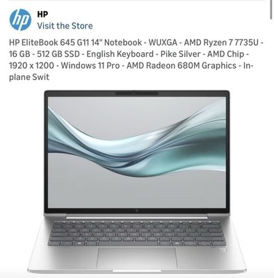 HP EliteBook 645 G11 14'' AMD Ryzen 7 7735U 16GB 512GB SSD Pike Silver Win11 Pro