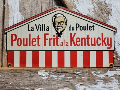 VINTAGE KENTUCKY FRIED CHICKEN PORCELAIN SIGN OLD CANADIAN KFC FAST FOOD BURGER